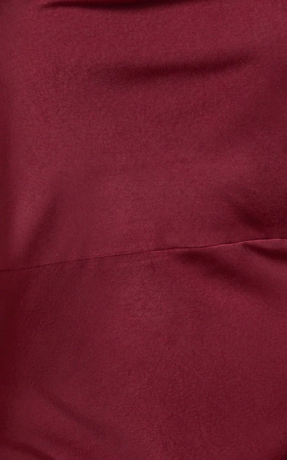 Dara Midi Dress Low Neck Sleeveless Slip Dress in Wine