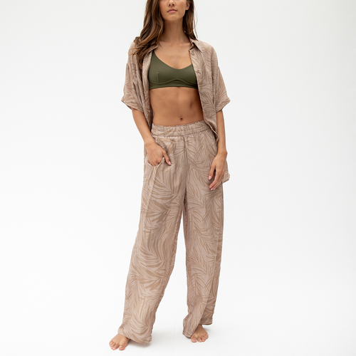 Day Trip Pant - Petite Palm Fronds Tan