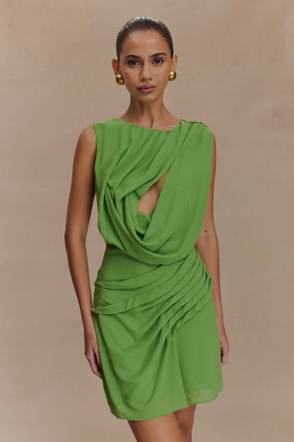 Oria Chiffon Mini Dress - Green