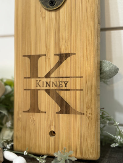Personalized Wall Mounted Bottle Opener with Magnetic Bottle Cap Catcher