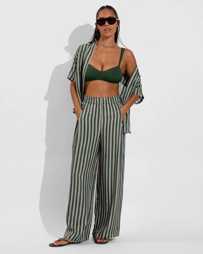 Day Trip Button Down - Riviera Stripe: Palm / Beach