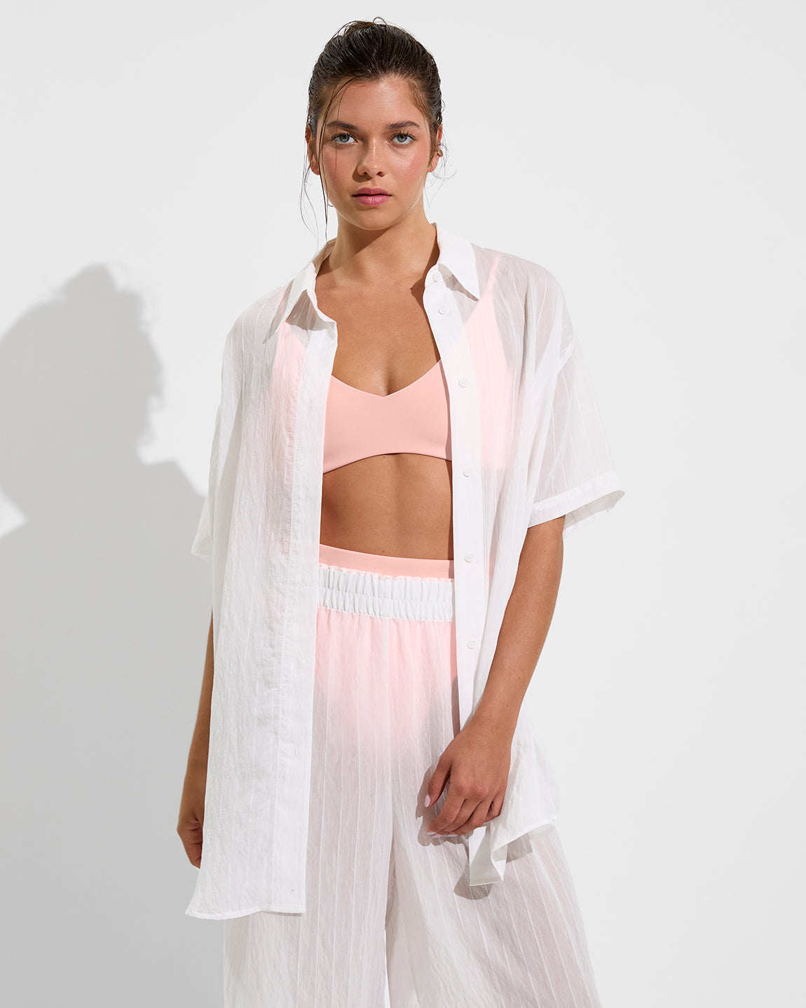 Day Trip Button Down *Sheer Stripe - Coconut
