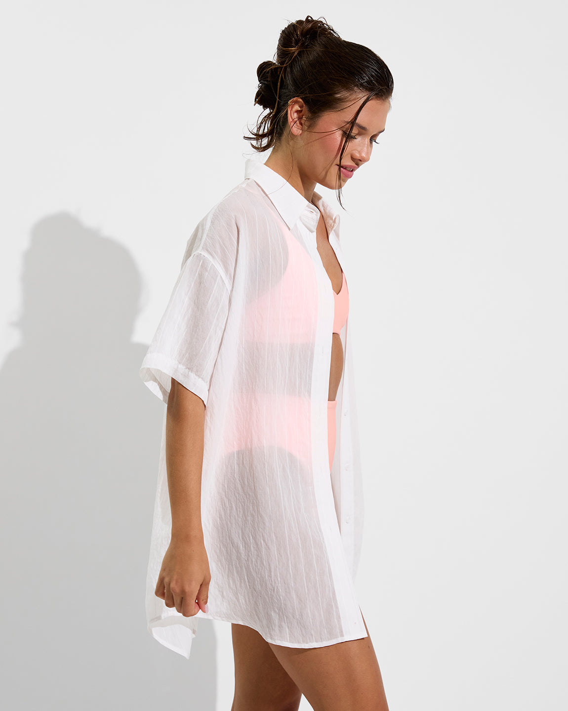 Day Trip Button Down *Sheer Stripe - Coconut
