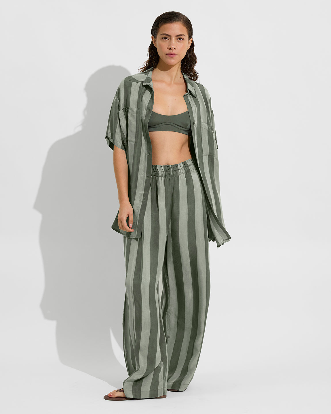 Day Trip Pant - Poolside Stripe: Agave / Light Agave