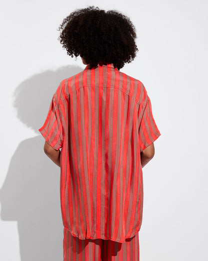 Day Trip Button Down - Sports Stripe: Mirage / Aperol