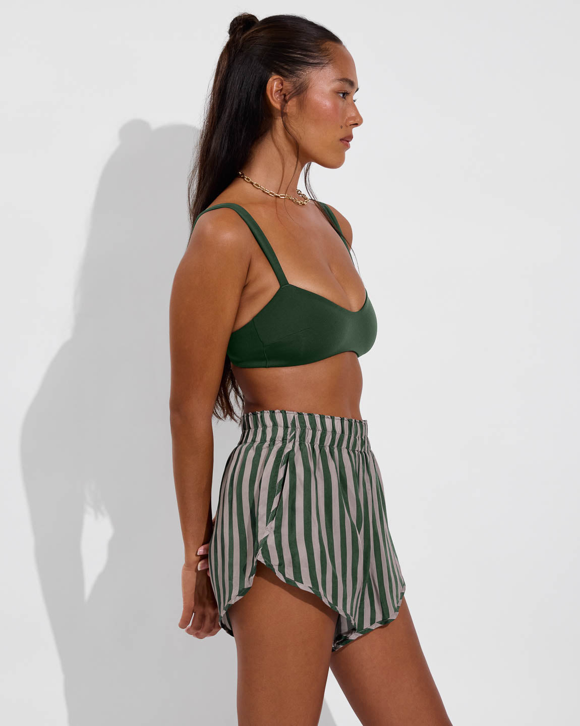 Day Trip Short - Riviera Stripe: Palm / Beach