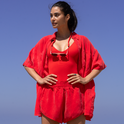 Day Trip Button Down - Sweet Chili Heat