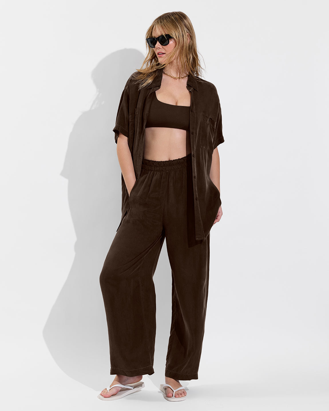 Day Trip Button Down - Cold Brew