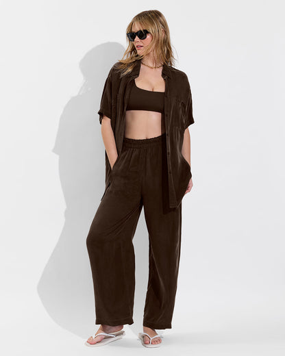 Day Trip Button Down - Cold Brew