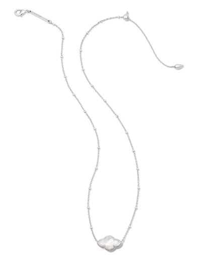 Abbie Pendant Necklace Rhodium Ivory MOP