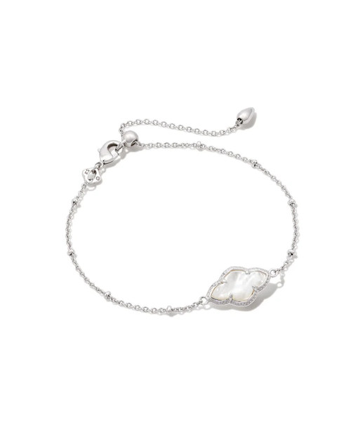 Abbie Satellite Chain Bracelet Rhodium Ivory MOP