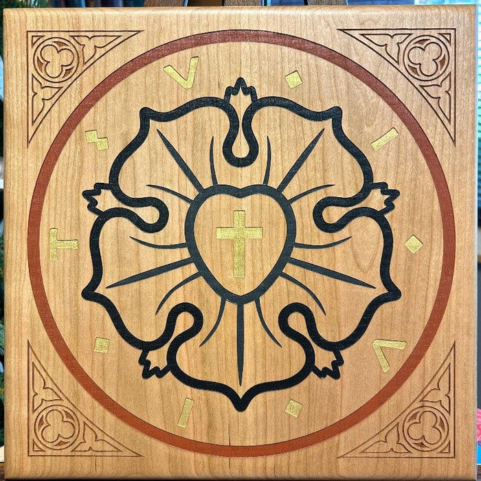Ad Crucem Luther Rose VIVIT Wood Plaque