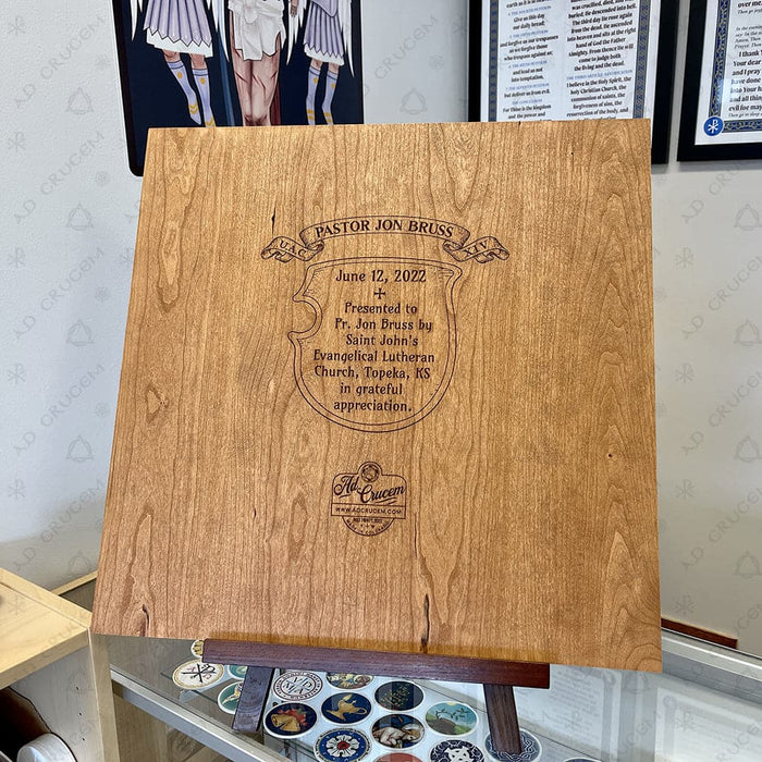 Ad Crucem Luther Rose VIVIT Wood Plaque