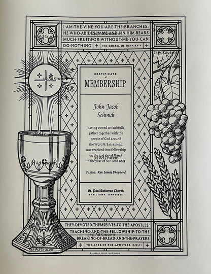 Ad Crucem Membership Certificate Single Print