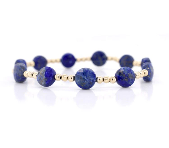 Admire Gold 3mm Bead Bracelet-  Lapis