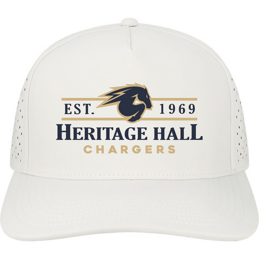 Adult hat, Legacy, white, Est 1969 with horse logo HHall Chargers