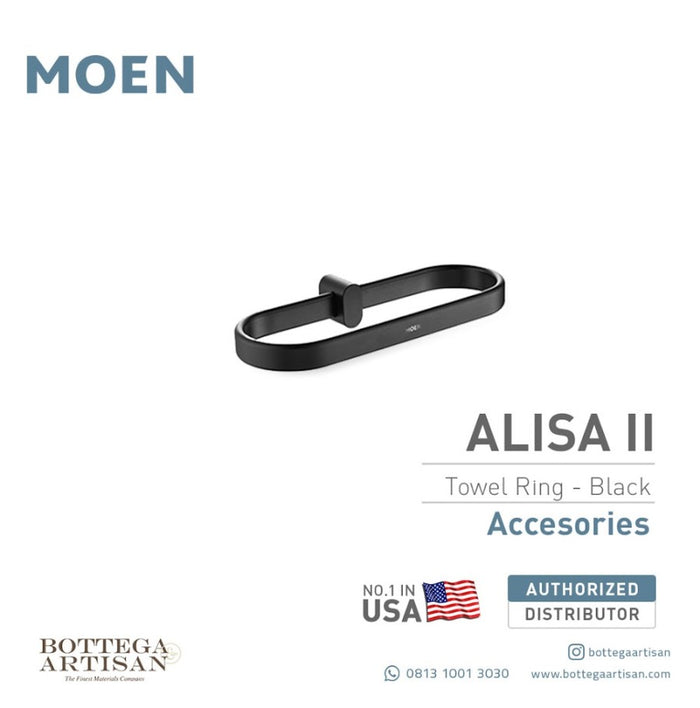 Alisa II Obsidian Adjustable Towel Ring ACC2404BLK