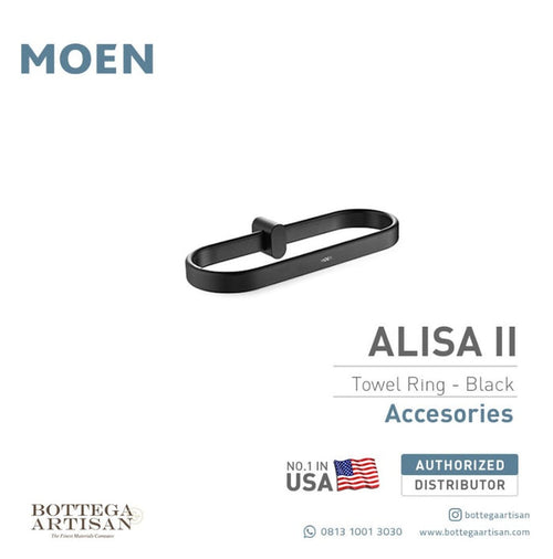 Alisa II Obsidian Adjustable Towel Ring ACC2404BLK