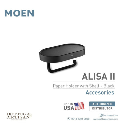 Alisa II Obsidian Paper Holder With Top Shelf ACC2410BLK