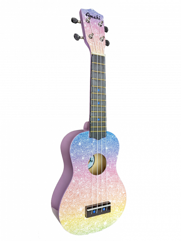 Amahi Glitter Rainbow Ukulele, Soprano