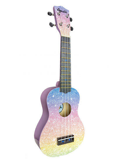 Amahi Glitter Rainbow Ukulele, Soprano