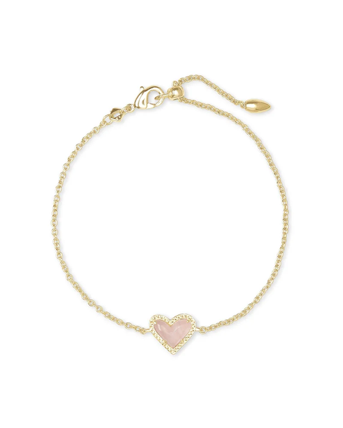 Ari Heart Chain Bracelet Gold Rose Quartz