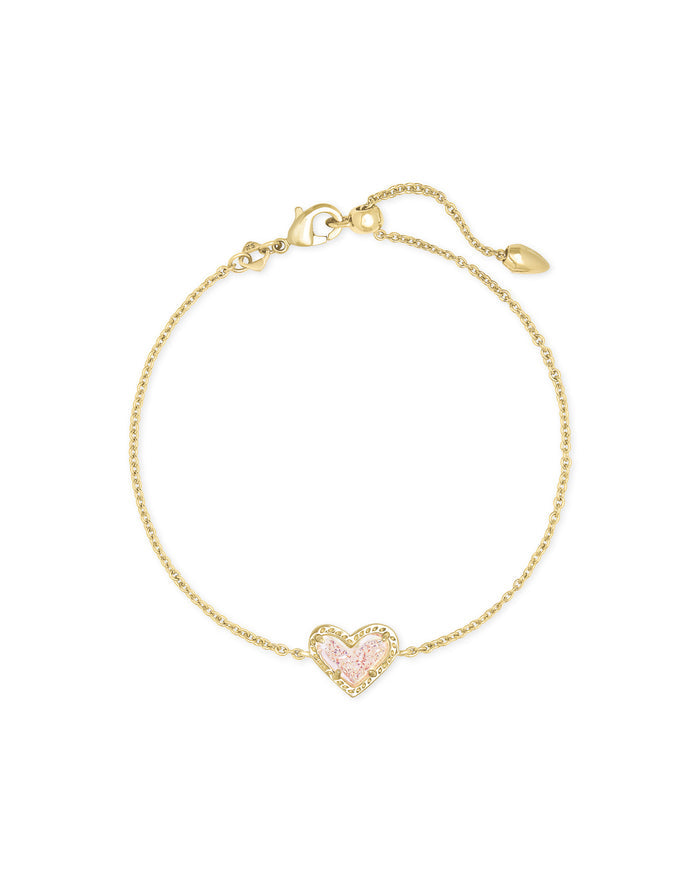 Ari Heart Delicate Chain Bracelet Iridescent Drusy Gold
