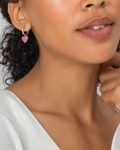 Ari Heart Huggie Earring Dichroic Glass Gold