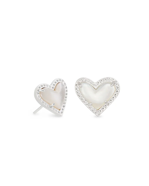 Ari Heart Stud Earring Ivory MOP Silver