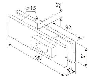 ASSA ABLOY ACL-010 CORNER LOCK SUITS EURO PROFILE CYLINDER - C4 KEYING SATIN NICKEL