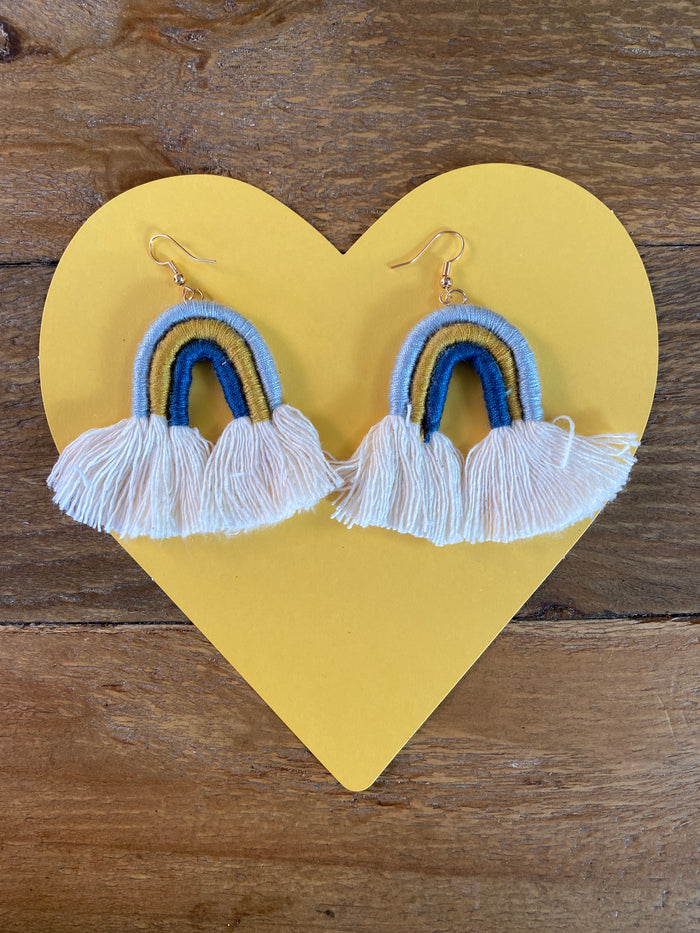 Azul Rainbow Earrings (light blue, gold, & navy)