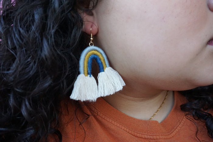 Azul Rainbow Earrings (light blue, gold, & navy)