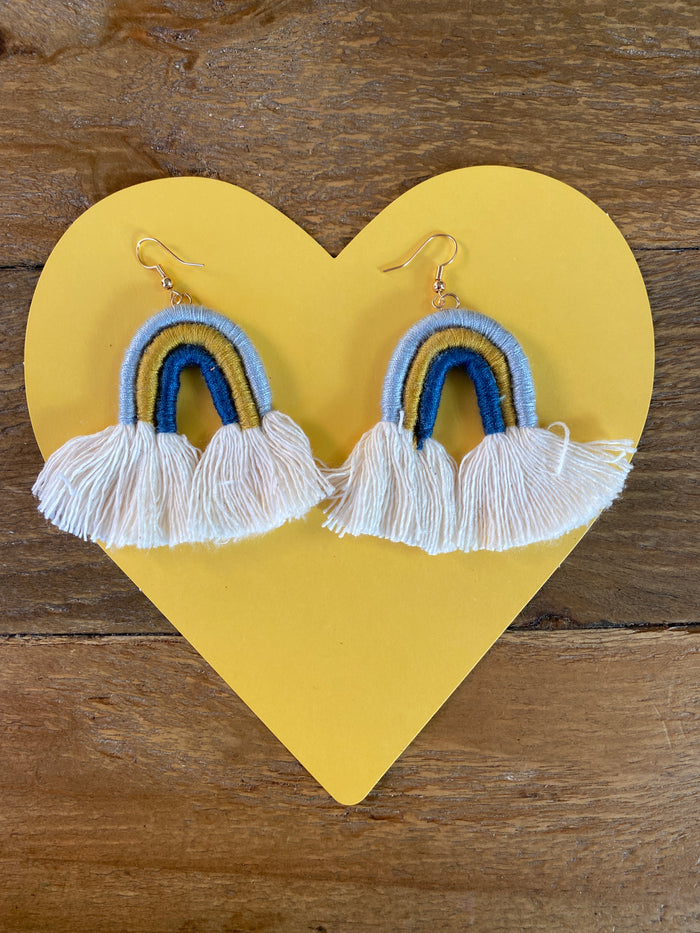 Azul Rainbow Earrings (light blue, gold, & navy)