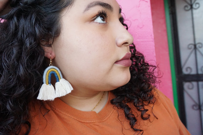 Azul Rainbow Earrings (light blue, gold, & navy)