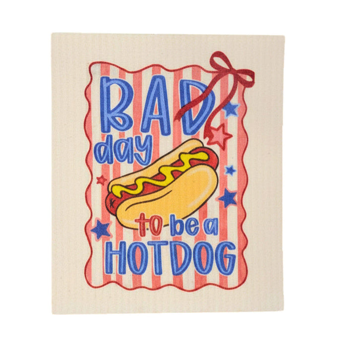Bad day to be a Hot Dog Swedish Dishcloths - 4th of July