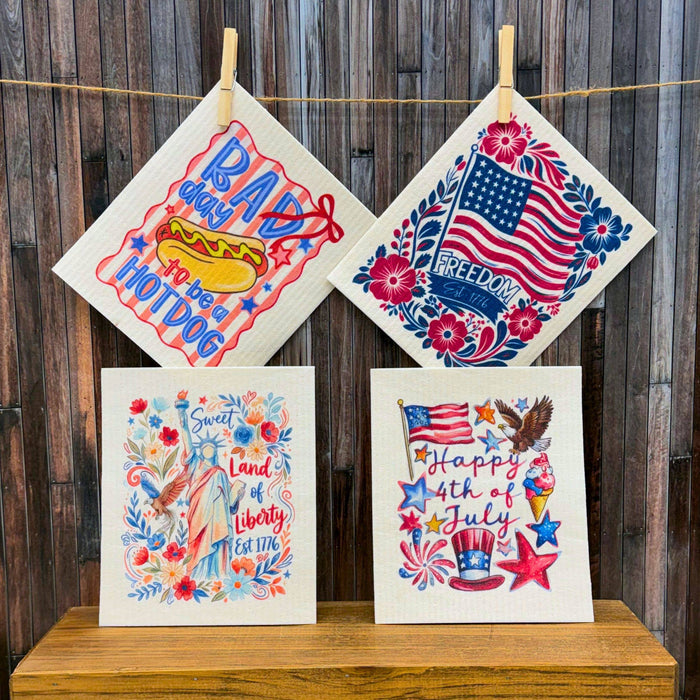 Bad day to be a Hot Dog Swedish Dishcloths - 4th of July