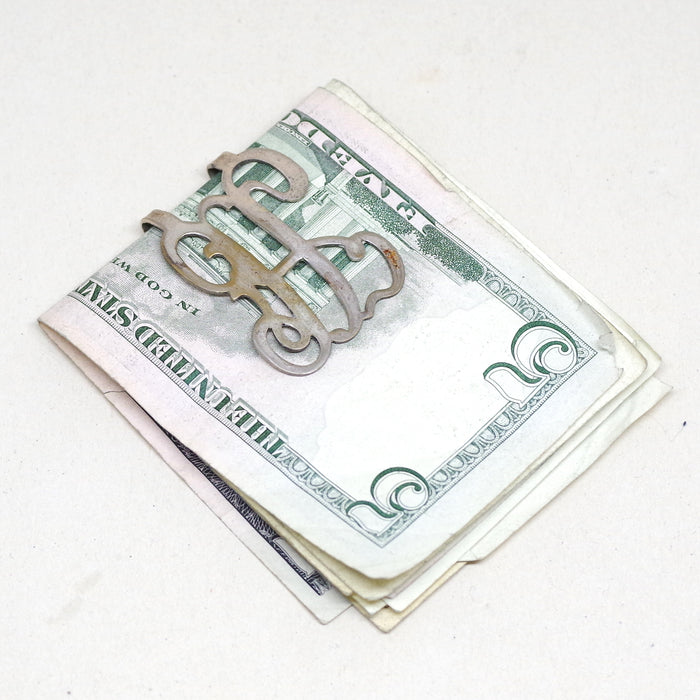 Baroque Monogrammed Silver Plated Letter Money Clips