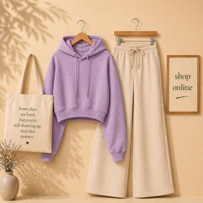 BASIC LILAC CROP HOOD WITH BEIGE FLAPPER