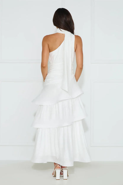 Cara One Shoulder Maxi Dress White