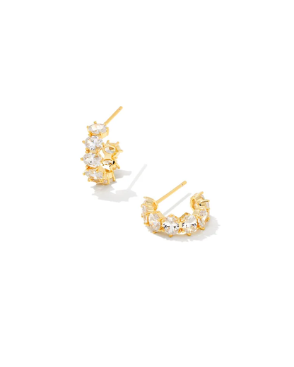 Cailin Crystal Huggie Earring White CZ Gold