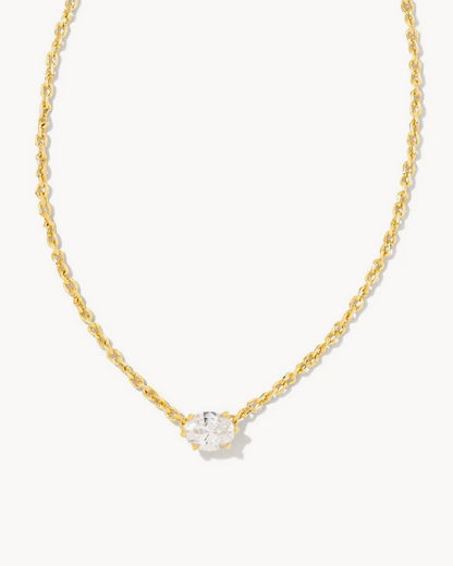 Cailin Pendant Necklace Gold Metal White CZ