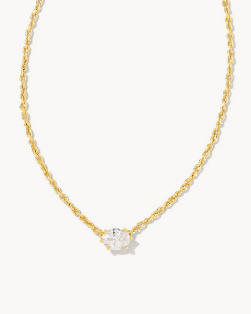 Cailin Pendant Necklace Gold Metal White CZ
