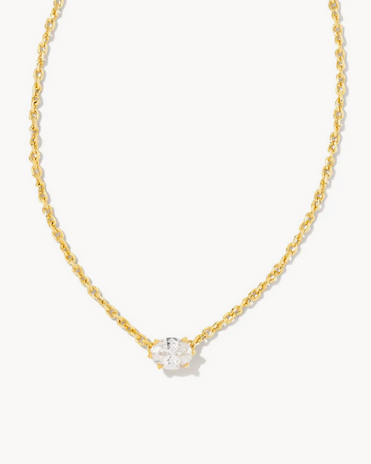Cailin Pendant Necklace Gold Metal White CZ