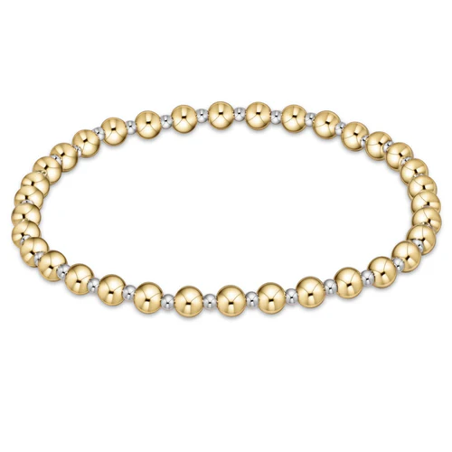 Classic Grateful Pattern 4mm Bead Bracelet Mixed Metal