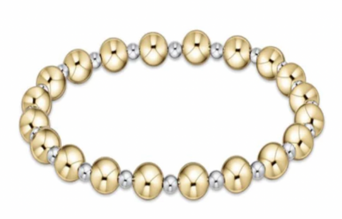Classic Grateful Pattern 6mm Bead Bracelet Mixed Metal