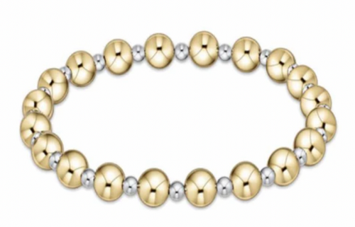 Classic Grateful Pattern 6mm Bead Bracelet Mixed Metal