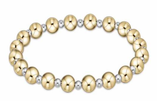 Classic Grateful Pattern 6mm Bead Bracelet Mixed Metal
