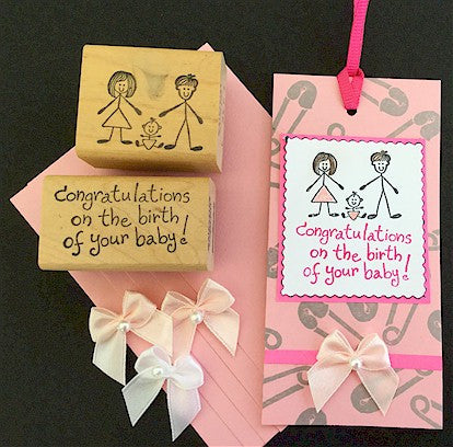 Congrats On Birth Rubber Stamp 2477D