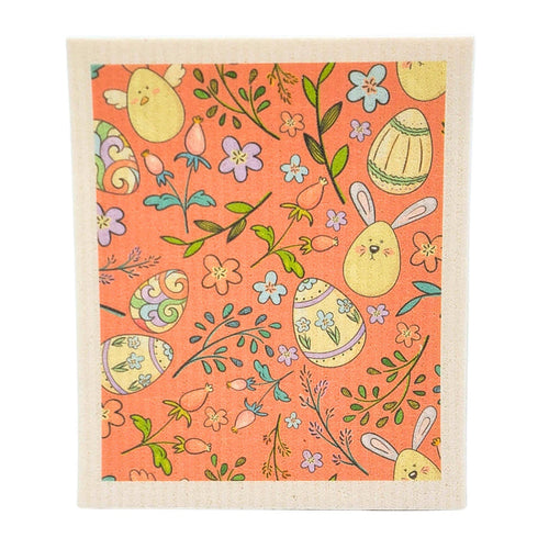 Coral Easter Eggs Swedish Dishcloth - Easter Decor