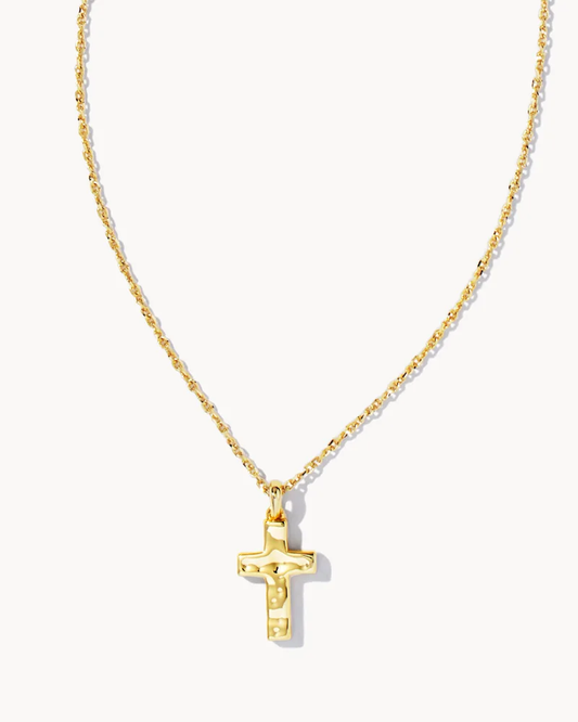 Cross Pendant Necklace Gold Metal